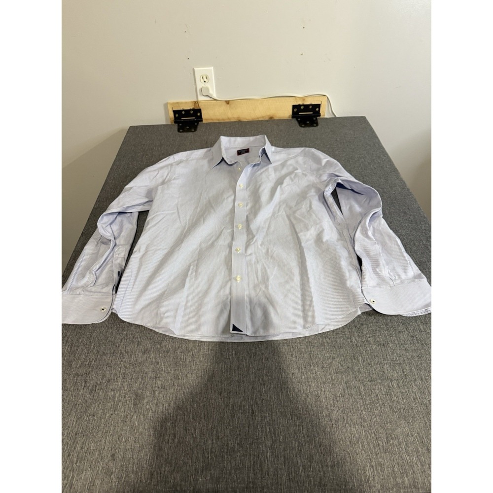 UNTUCKit Men's Bordeaux WF Style Striped Button Down Blue And White Sz L Reg
